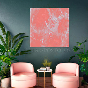 Coral Abstract Art, Coral Painting, Coral Wall Art, Minimalist Art,, Light Salmon Pink Wall Art Decor, Pastel Colors Canvas, Living Room, Bedroom, Offfice, Interior, Dercor, Girls Room Decor, Nursery, Design, Minimalist Art, Interior Designer