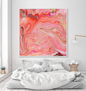 Coral Wall Art, Abstract Painting, Pink Peach, Pastel Colors, Nursery Girl Room Decor, Coral Painting, Peach Painting, Decor, Interior, Bedroom Art Decor, Living Room, Ready To Hang
