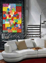 Ethnic Painting, Geometric Original Painting, Large Abstract Art, Colorful Contemporary Modern Decor