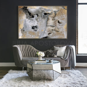 milky way, gold leaf painting, julia apostolova art, gold leaf art, interior, set of 2, black grey gold, watercolour, modern decor, happy clients, watercolor print, modern wall decor, wall art decor, wall art, contemporary two abstract prints, two abstract paintings, modern decor, canvas prints, golden accents, metallic accents, golden details, shining accents, sparkle art, interior design