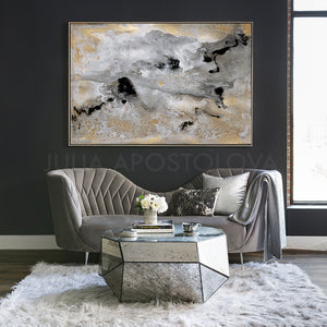 milky way, gold leaf painting, julia apostolova art, gold leaf art, interior, set of 2, black grey gold, watercolour, modern decor, happy clients, watercolor print, modern wall decor, wall art decor, wall art, contemporary two abstract prints, two abstract paintings, modern decor, canvas prints, golden accents, metallic accents, golden details, shining accents, sparkle art, interior design