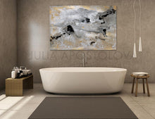 milky way, gold leaf painting, julia apostolova art, gold leaf art, interior, set of 2, black grey gold, watercolour, modern decor, happy clients, watercolor print, modern wall decor, wall art decor, wall art, contemporary two abstract prints, two abstract paintings, modern decor, canvas prints, golden accents, metallic accents, golden details, shining accents, sparkle art, interior design