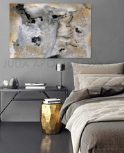 milky way, gold leaf painting, julia apostolova art, gold leaf art, interior, black grey gold, happy clients, modern wall decor, wall art decor, wall art