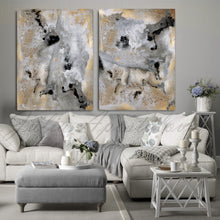 milky way, gold leaf painting, julia apostolova art, gold leaf art, interior, set of 2, black grey gold, watercolour, modern decor, happy clients, watercolor print, modern wall decor, wall art decor, wall art, contemporary two abstract prints