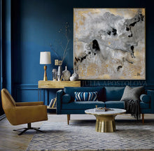Watercolor Abstract, Gray Gold Black Art, Gold Leaf Painting Print 'Milky Way' Part 1 by Julia Apostolova, Interior Decor, Contemporary Art, Hotel Lobby Decor, Office Decor, Wall Art, Luxury Art Decor, Glam Decor, Gold Leaf Wall Art Abstract Watercolor Canvas, Bedroom, Living Room