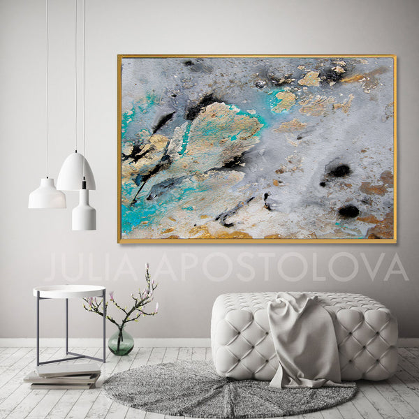 Extra Large Wall Art Set of Two Abstract Paintings 2 Canvas Prints Bla –  Julia Apostolova