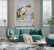 Original Painting, Black White Gold Wall Art Elegant Gold Leaf Abstract Painting by Julia Apostolova, Elegant Painting, Luxury Decor, Interior, Glam Decor, Interior Designer, Interior Design, LivinRoom Decor, Bedroom, Office Decor, Art Gift for Her, Large Wall Art, White Black and Teal
