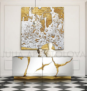 White Gold Abstract, Print, Large Wall Art, Modern Home Decor, Minimalist Painting, Diptych, Part 2