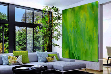 Green Abstract Painting, Large Wall Art, Julia Apostolova, Canvas Print, Green Wall Decor, Minimalist Painting, Minimal Art, Green Abstract Art, Interior Decor, Zen, Design, Living Room, Office, Hotel Lobby