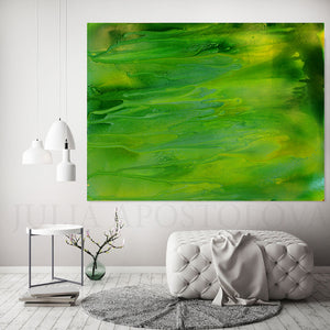 Green Painting, Green Abstract Painting, Large Wall Art, Julia Apostolova, Canvas Print, Green Wall Decor, Minimalist Painting, Minimal Art, Green Abstract Art, Interior Decor, Zen, Design, Living Room, Office, Hotel Lobby