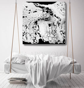 Modern Black and White Abstract Print, Ready To Hang, Large Wall Art, Print on Canvas, Black White Painting, Black White Modern Art, Contemporary Art by Julia Apostolova, Interior Design, Interior Designer