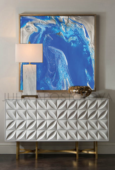 Blue and Silver Painting, Ocean Abstrac Wall Art, Julia Apostolova, Large Modern Art Print, Gift for Him, Cobalt Blue, Interior, Decor, Modern Art