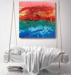 Rainbow Abstract Art, Rainbow Painting Canvas Print, Large Colorful Wall Art by Julia Apostolova