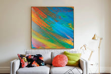 Turquoise Abstract Canvas Art Rainbow Painting Print, Modern Large Wall Art by Julia Apostolova, Rainbow Wall Art, Kids Decor, Nursery Wall Art, Interior Decor, Office Art, Interiors, Design, Interior Designer