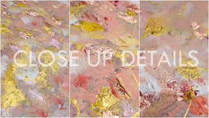 Close Ups, Coral Wall Art, Rose Gold Leaf Original Painting, Elegant Art with Tender Pastel Colors, Gift For Her, Original Art, Oil Painting, Julia Apostolova, Modern Decor, Nursery Art Decor, Elegant Painting, Art over Sofa, Interior, Decor, Wall Art, Copper Leaf, Rose Gold Wall Art