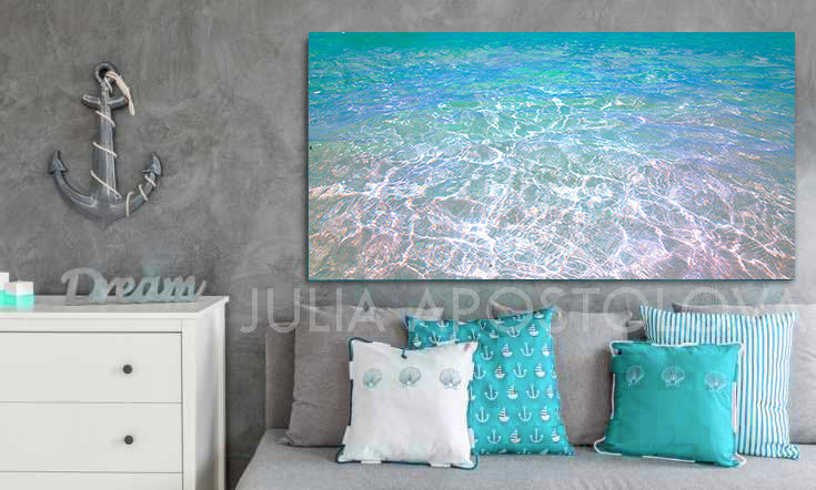 Water Photography of Tropical Waters, Turquoise Wall Art Abstract Canvas Print, Relaxing Zen Decor