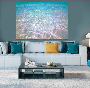 Water Photography of Tropical Waters, Turquoise Wall Art Abstract Canvas Print, Relaxing Zen Decor