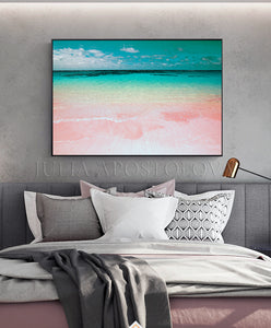 Beach Art, Pink Sand Coastal Wall Art Decor, Turquoise Waters, Aerial Beach Canvas Print Zen Artwork, Coastal Decor, Interior, Zen Artwork, Spa Decor, Bedroom Art, Relaxing Art, Bathroom Art, Coastal Wall Art, Aerial Photography, New Caledonia, Tropical Waters, Zen, Relax, Julia Apostolova, Zen Art, Large Canvas, Huge Wall Art