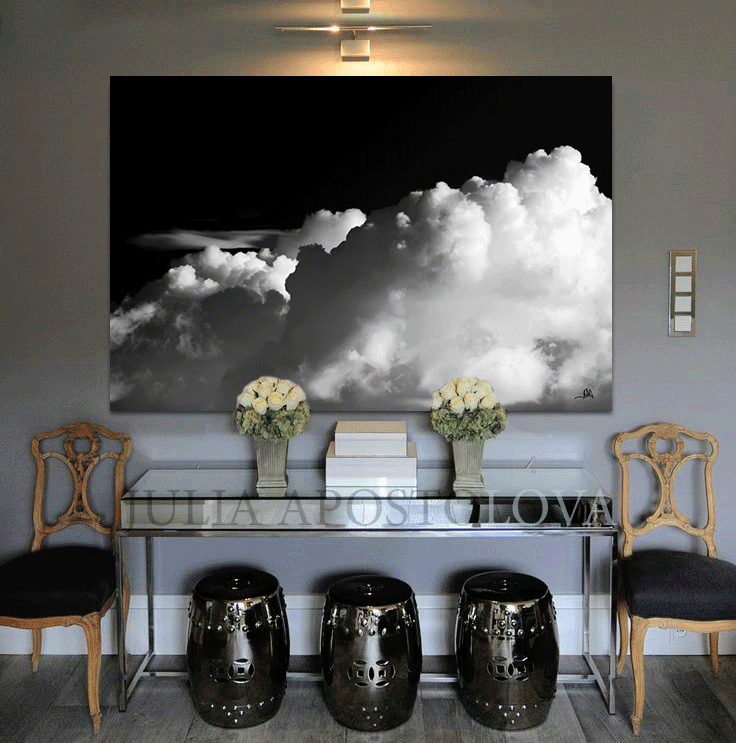 Large Cloud Painting Black White Wall Art Abstract Cloud Painting Print for Minimalist Modern Decor, Black White Cloud Wall Art Minimalist Canvas Print, Art Gift for Him, Minimalist Decor Trendy Art, Large Cloud Art Huge Painting Canvas Print Elegant Painting, White Gray Clouds, Dreamy Wall Art, Interior, Julia Apostolova, White Clouds, Elegant Wall Art, Home Decor, Huge Wall Art, Large Art Decor, Luxury Decor, Interior Designer, Hotel Lobby Art, Bedroom Art, Livingroom Art, Master Bedroom Art, Cloudscape
