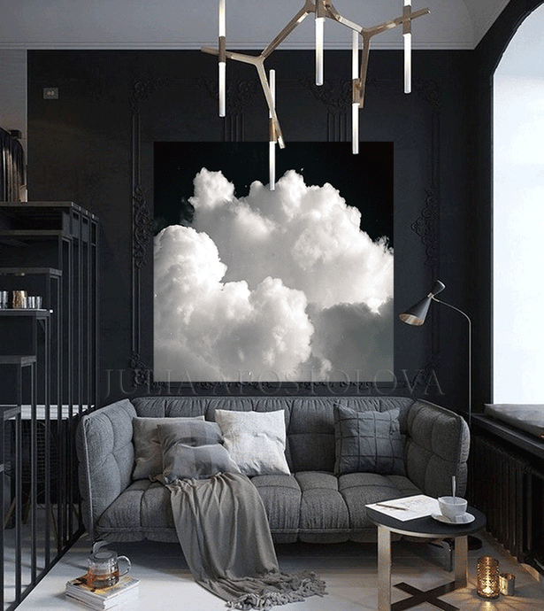 Large Black White Cloud Painting Canvas Print, Black Art, Large Cloud Wall Art Canvas, Modern Decor, luxury interior design, lobby decor, livingroom, large wall art, minimal art print, minimal art canvas, oil cloud painting, large black wall art, large black painting, abstract, julia apostolova, interior designer, Interior Ideas, cloudscape oil painting, master bedroom art, office wall art, art gift for him, home decor ideas modern wall art, art for lounge room, art for living room, trendy decor, textured