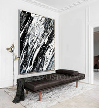 Modern Black and White Abstract Print, Ready To Hang, Large Wall Art, Print on Canvas, Black White Painting, Black White Modern Art, Contemporary Art by Julia Apostolova, Interior Design, Interior Designer, Lobby Decor, Hotel Decor, Minimalist Art, Canvas Painting Print