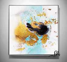 White Black Gold Leaf Watercolor Abstract Canvas Wall Art Decor, Modern Painting by Julia Apostolova