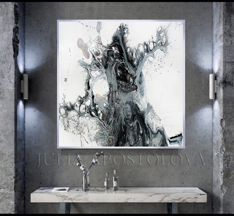 Black White Wall Art Abstract Canvas Painting Beauty And The Beast