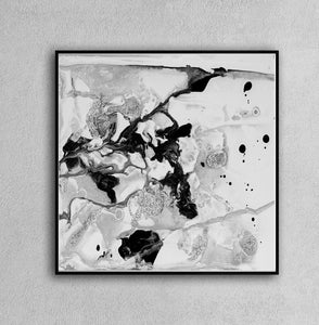 Contemporary Black White Wall Art, Minimalist Abstract Painting, Ready To Hang Canvas Abstract Print