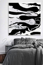 Modern Black and White Abstract Print, Ready To Hang, Large Wall Art, Print on Canvas, Black White Painting, Contemporary Art by Julia Apostolova, Interior, Design, Living Room, 