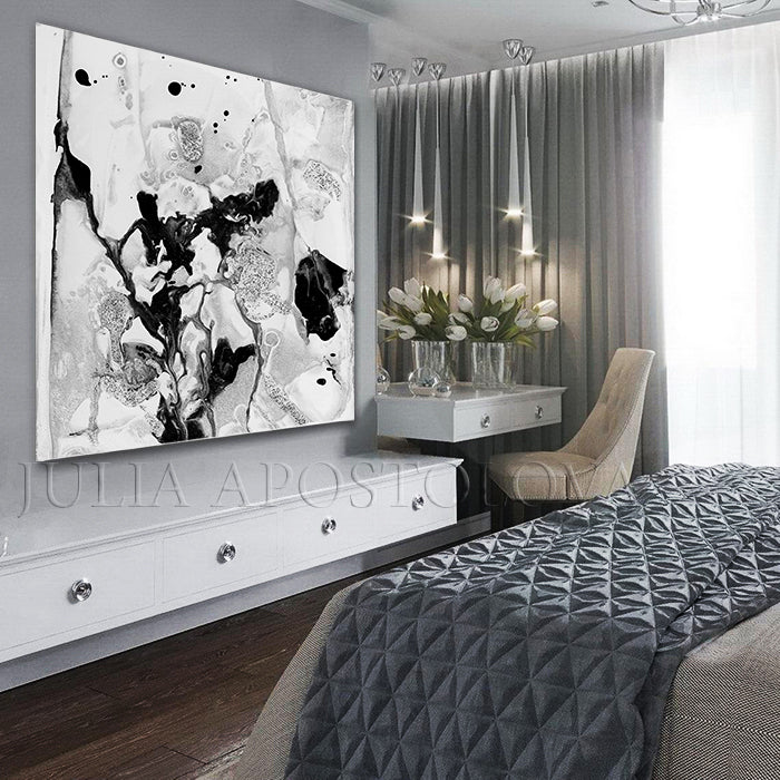 Black and White Abstract Wall Art, Minimalist Painting, Ready To Hang –  Julia Apostolova