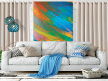 Turquoise Abstract Canvas Art Rainbow Painting Print, Modern Large Wall Art by Julia Apostolova, Rainbow Wall Art, Kids Decor, Nursery Wall Art, Interior Decor, Office Art, Interiors, Design, Interior Designer