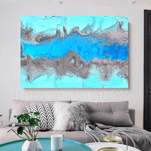 Teal Silver Painting, Turquoise Gray Canvas Print Abstract Seascape 'Blue Lagoon', Julia Apostolova Ocean Waves Seascape Painting Print, Ocean Abstract Painting, Interior, Modern Art, Blue Silver Large Wall Art, Blue Minimalist Painting, Blue Minimal Art, Sea Abstract, Interior Ideas, Decor, Interior designer, Interior Idea, Coastal Decor, Turquoise White, Teal White Wall Art Decor, Large Art, Huge Decor, Abstract Sea Art, Stretched Canvas, Modern Home Decor, Office Art, Kids Wall Art Decor