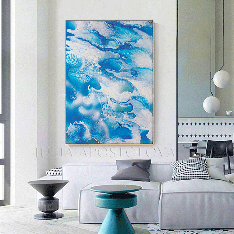 Blue and white online wall painting