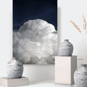 Extra Large Cloud Wall Art Blue Painting, Oversizes Art, Boho,  Canvas Print Modern Trend Decor Abstract Clouds Blue Decor, Cloud Art Painting Canvas Print Large Modern Trend Decor Abstract Clouds Dark Blue Decor, Blue Wall Art in living room decor setting. Dark Art in office decor. Dark Teal Painting Abstract Large Cloud Wall Art on high qualify Canvas from Original Cloud Painting by artist Julia Apostolova, perfect Teal Wall Art for Bedroom, Living room, Office Art, Hotel Art, Restaurant, gift for him