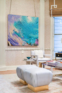 Abstract Seascape, Beach Wall Decor, Turquoise Abstract Painting, Cell Art Print, Modern Decor, Living Room, Interior Decor, Cell Painting, Cell Abstract Art, Home Decor, Beach Art, Design, Interior Designer, Large Wall Art by Fine Artist Julia Apostolova
