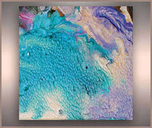 Turquoise Abstract Seascape Painting with lilac and purple