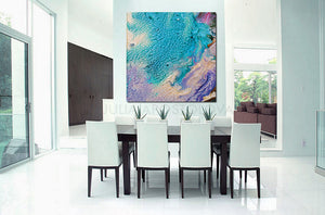 Abstract Seascape, Beach Wall Decor, Turquoise Abstract Painting, Cell Art Print, Modern Decor, Living Room, Interior Decor, Cell Painting, Cell Abstract Art, Home Decor, Beach Art, Design, Interior Designer, Large Wall Art by Fine Artist Julia Apostolova
