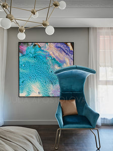 Abstract Seascape, Beach Wall Decor, Turquoise Abstract Painting, Cell Art Print, Modern Decor, Living Room, Interior Decor, Cell Painting, Cell Abstract Art, Home Decor, Beach Art, Design, Interior Designer, Large Wall Art by Fine Artist Julia Apostolova