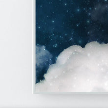 Blue Wall Art Cloud Painting, Dark Sky White Clouds, Large Canvas Cloud Abstract Galaxy Trendy Decor, Minimalist Art, Trend Wall Art, Julia Apostolova, bedroom art, interior, design decor, cumulus cloud, cumulus, white clouds artover bed, livingroom art, large wall art, home decor, celestial watercolor, celestial wall art, abstract clouds, abstract cloud wall art, abstract, cloud painting, boys room decor, office wall art, modern decor, luxury, textured canvas, hotel lobby decor, cloudscapes, navy blue