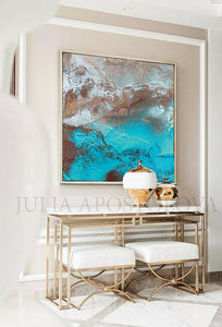 Copper Turquoise Abstract Wall Art, Coastal Decor, Modern Art Print, Earth Tones, Julia Apostolova, Abstract Copper Leaf Painting, Original Wall Art, Teal, Modern Decor, Luxury Wall Art Abstract, Elegant Interior Decor, Teal Gold Art, Luxury Wall Art Decor, Original Art, Gold Abstract Art, Glam Art, Copper Leaf Art, livingroom, sophisticated art, glamorous art, Earth colors, Contemporary art, home, office, hotel, restaurant decor, Abstract Painting, shining accents, interior, interior designer