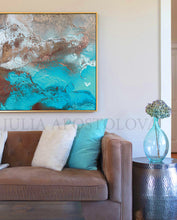 Copper Turquoise Abstract Wall Art, Coastal Decor, Modern Art Print, Earth Tones, Julia Apostolova, Abstract Copper Leaf Painting, Original Wall Art, Teal, Modern Decor, Luxury Wall Art Abstract, Elegant Interior Decor, Teal Gold Art, Luxury Wall Art Decor, Original Art, Gold Abstract Art, Glam Art, Copper Leaf Art, livingroom, sophisticated art, glamorous art, Earth colors, Contemporary art, home, office, hotel, restaurant decor, Abstract Painting, shining accents, interior, interior designer