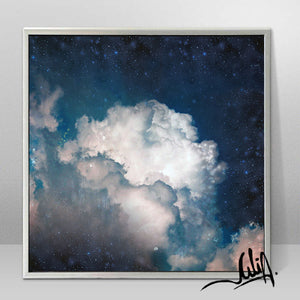 Cumulus Clouds, Cloud Painting, Navy Cloud Art, Celestial Abstract, Blue White Cloud Wall Art Large Textured Canvas, Julia Apostolova, Cloud Abstract Painting, Decor, Interior, Bedroom, Living Room, Celestial Wall ART, Clouds. Cloud Wall Art, Art over Bed, Dreamy Decor, Hotel Lobby Art