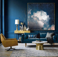 Cumulus Clouds, Cloud Painting, Navy Cloud Art, Celestial Abstract, Blue White Cloud Wall Art Large Textured Canvas, Julia Apostolova, Cloud Abstract Painting, Decor, Interior, Bedroom, Living Room, Celestial Wall ART, Clouds. Cloud Wall Art, Art over Bed, Dreamy Decor, Hotel Lobby Art