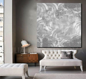 gray painting, grey painting, silver painting, gray, grey art, large wall art, julia apostolova, minimalist, minimal art, abstract art, modern, living room, contemporary art