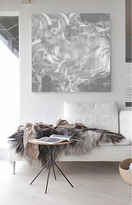 gray painting, grey painting, silver painting, gray, grey art, large wall art, julia apostolova, minimalist, minimal art, abstract art, modern, living room, contemporary art