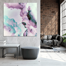 Abstract Pastel Wall Art Cloud Painting 'Romance In The Sky' Large Canvas Art Print for Modern Decor by Julia Apostolova