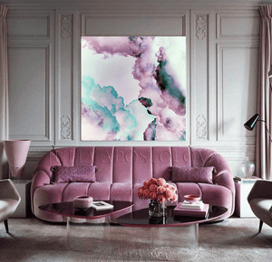 Abstract Pastel Wall Art Cloud Painting 'Romance In The Sky' Large Canvas Art Print for Modern Decor