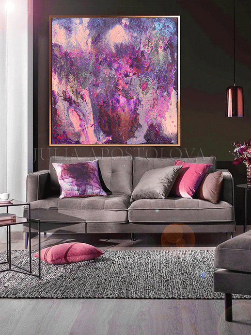 Purple Pink Wall Art, Large Abstract Painting, Canvas Print, Art Gift ''Once Again In Mysteryland'', Lilac Pink Wall Art, Large Abstract Canvas Print, Romantic Painting, Art Gift for her, Purple Wall Art, Large Abstract Canvas Print, Romantic Purple Minimalist Painting, Girl Room Decor, Purple Abstract, Julia Apostolova, Lilac Pink Home Decor, Trend Art, Fluid Abstract Art, Lilac Abstract, Pink Abstract Wall Art, Living Room