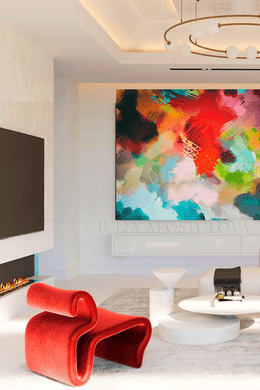 interior, Red Flower Abstract Painting, Floral Wall Art Decor, Large Canvas Print, Colorful Art Print, Modern Wall Decor, Floral Art Print, Colorful Painting, Abstract Canvas Large Wall Art, Living Room or Bedroom Wall Decor, Bold Wall Art, Boho Decor, mother's day gift, exotic wall decor, Floral Painting by Julia Apostolova, Abstract Wall Art, Large Wall Art, Modern Decor, sage green wall art, teal wall art, spring, bold colors, zen wall art, zen painting, trendy decor, hallway, spring decor, art gift