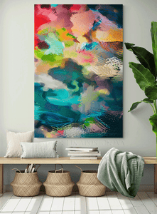 Floral Art Print Colorful Painting Abstract Canvas Large Wall Art Living Room or Bedroom Wall Decor Floral Wall Art Colorful Abstract Painting Print Large Canvas Bold Wall Art Boho Decor, Floral Painting by Julia Apostolova, Abstract Wall Art Canvas Print, Large Wall Art, Modern Decor, sage green wall art, mother's day gift, exotic wall decor, teal wall art, spring, floral decor, colorful art, bold colors, zen wall art, zen painting, large art, trendy decor, interior, hallway, spring decor, art gift